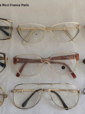 Nina Ricci colorful eyeglass frames used, lot of 9 authentic skeletons