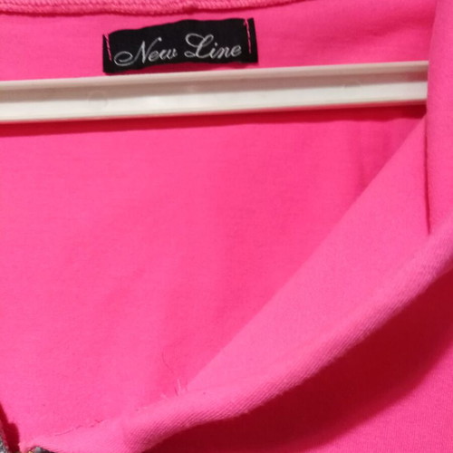 Oversized short-sleeve cropped top 2XL like new, pink and silver