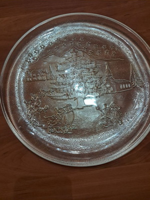 Christmas glass plate like new with embossed designs