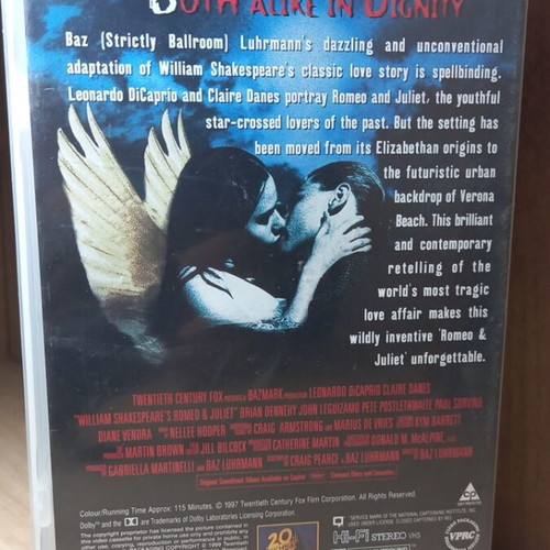 Romeo + Juliet VHS tape, English original, no subtitles