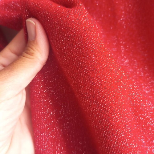 Festive red sweater with silver thread, one size