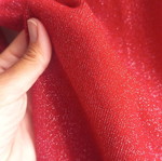 Festive red sweater with silver thread, one size