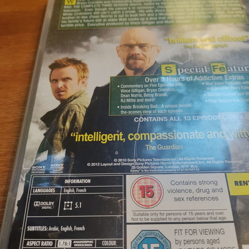 Breaking Bad Season 3 DVD like new, English subtitles