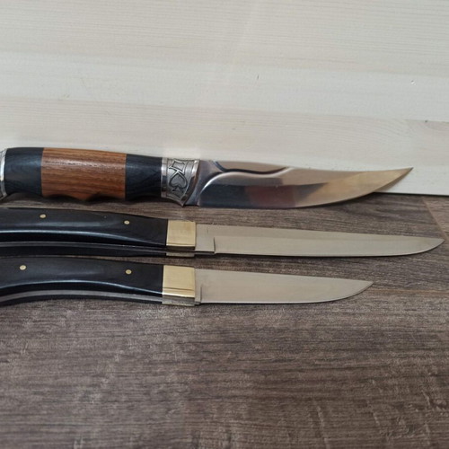 Russian knives new, set with Volk hunting knife and steel knives