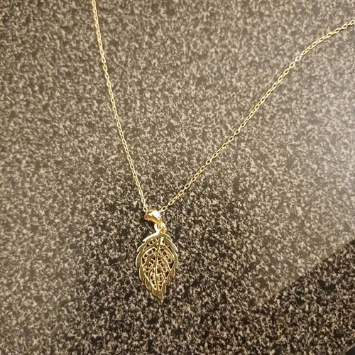 Leaf necklace silver 925 gold plated new, gold color