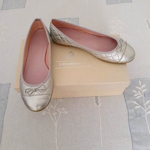 Bournazos ballet flats used, leather, silver, size 38 1/2