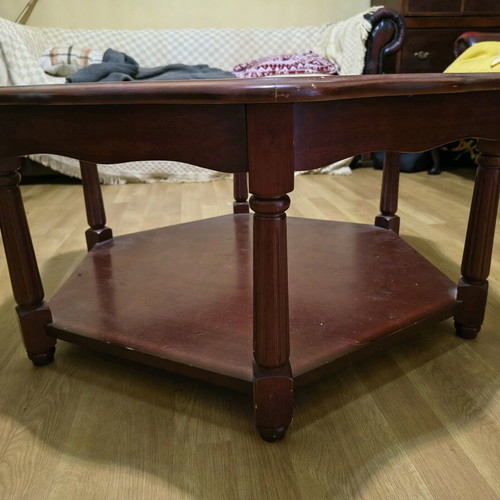 Wood and tempered glass coffee table used