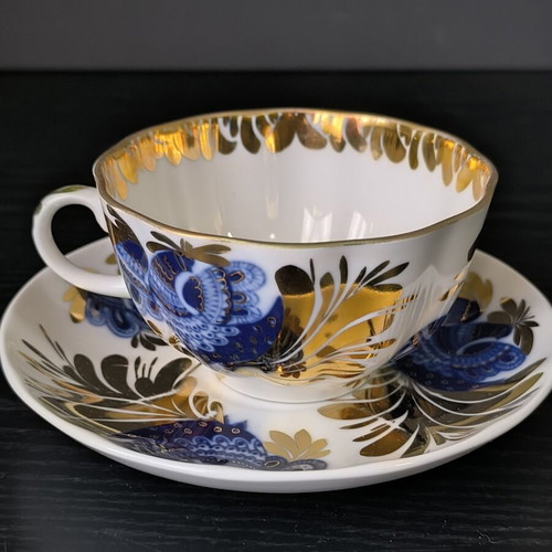 Lomonosov porcelain tea cup Golden Garden 250 ml like new