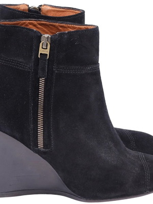 Lanvin Black Suede Ankle Boots Size 37 Like New
