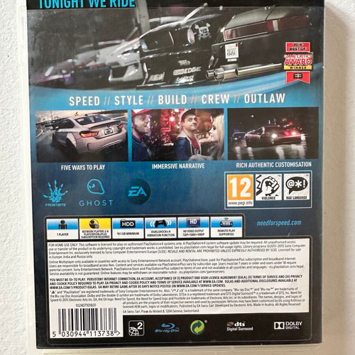 Need For Speed used for PlayStation 4