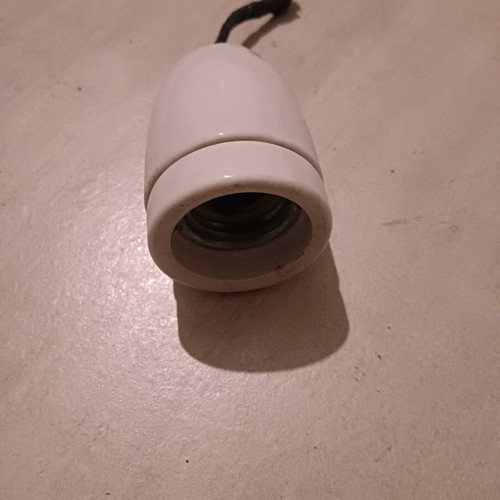 Porcelain light socket used, white