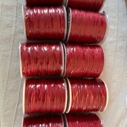 Waxed cotton cord red 1mm x 100m, pack of 10 spools