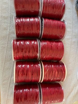 Waxed cotton cord red 1mm x 100m, pack of 10 spools