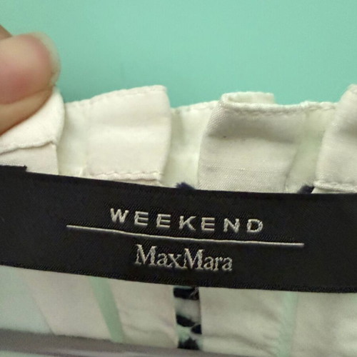 Weekend Max Mara white blouse with blue and black embroidery, like new