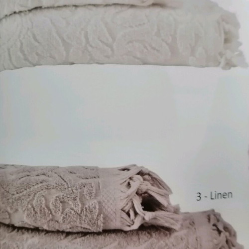 Monochrome jacquard towels with fringes set of 2, 100% cotton, new
