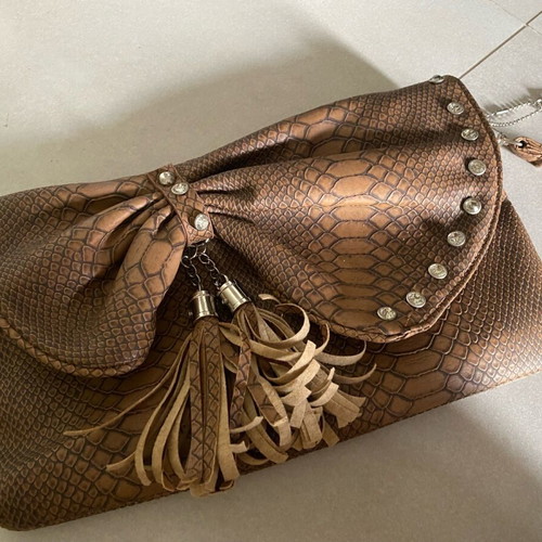 Tres Jolie vintage clutch bag brown croco eco leather like new