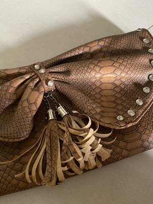 Tres Jolie vintage clutch bag brown croco eco leather like new
