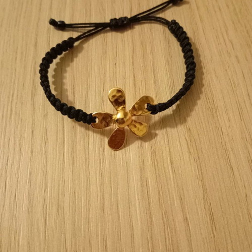 Macrame bracelet handmade adjustable, black, new