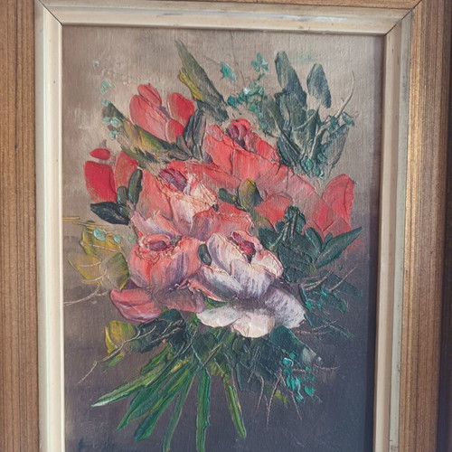 Oil painting used, 40x35 cm with solid wood frame