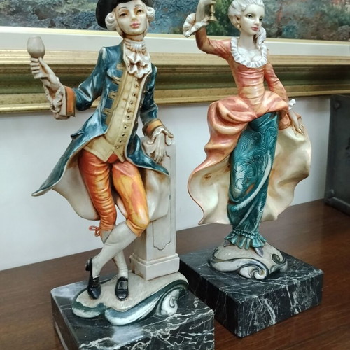 Vintage Italian Rococo style decorative figurines pair