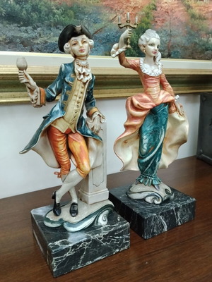 Vintage Italian Rococo style decorative figurines pair