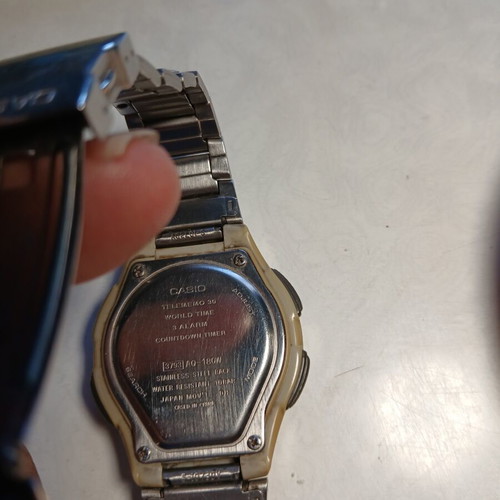 Casio Illuminator wristwatch used, blue and silver, solar battery