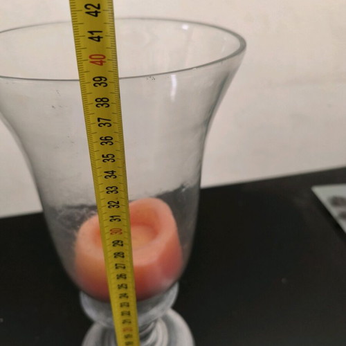 Candlestick used with wooden base and large glass cover