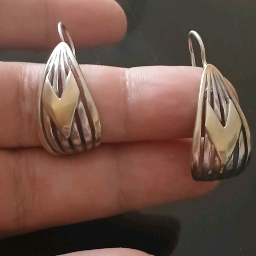 Silver 925 earrings with 14k gold, 3 cm, like new