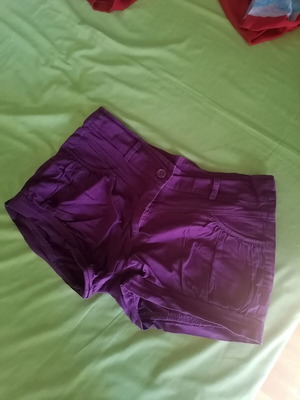 Purple fabric shorts, size M