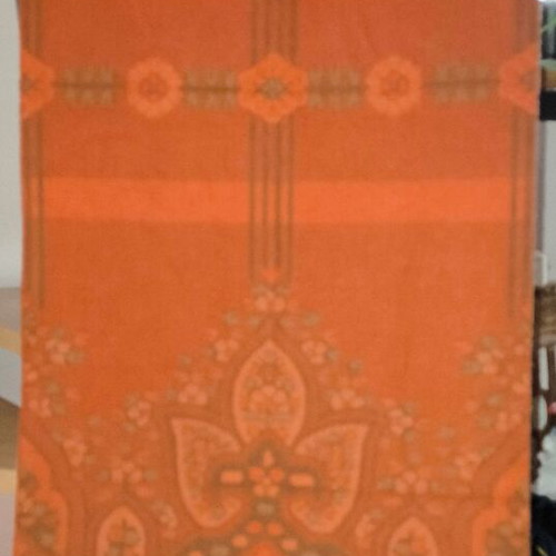 Caroll Paris Acrylic Pashmina like new, orange and brown with paisley and striped pattern