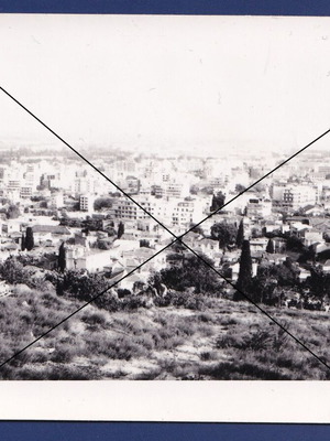 Xanthi panoramic city view used black and white photo
