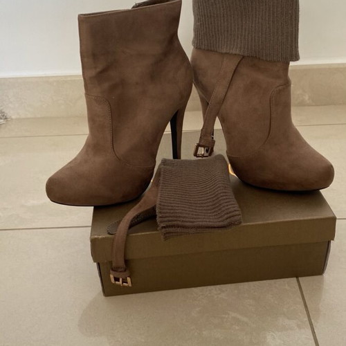 Leather ankle boots size 37, like new, brown, 12 cm heel