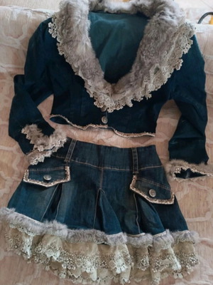 Vintage denim jacket and skirt set Rosa&Rose like new, blue