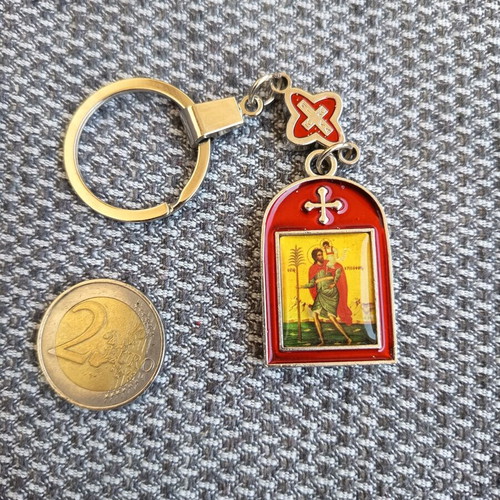 Double keychain with Saint Christopher and Saint Irene icons, like new