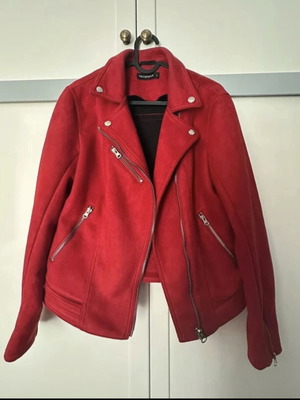 Biker jacket κόκκινο συνθετικό καστόρι σαν καινούργιο