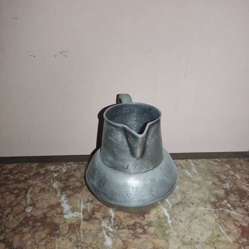 Vintage metal lagini measuring jug used