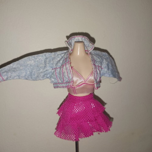 Barbie Cool Jeans Fashions set with jacket, pink top and tulle skirt