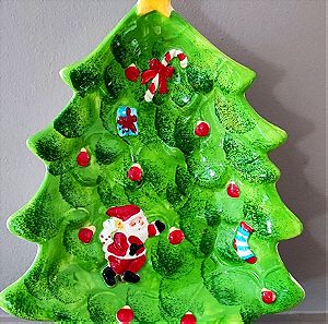 Χριστουγεννιάτικη πιατέλα σχήμα δέντρο πράσινη
