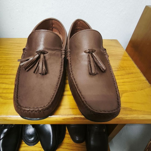 Robinson Brown Leather Moccasins Size 41 New