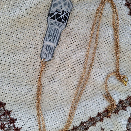 Long necklace red lipstick with chain made to order