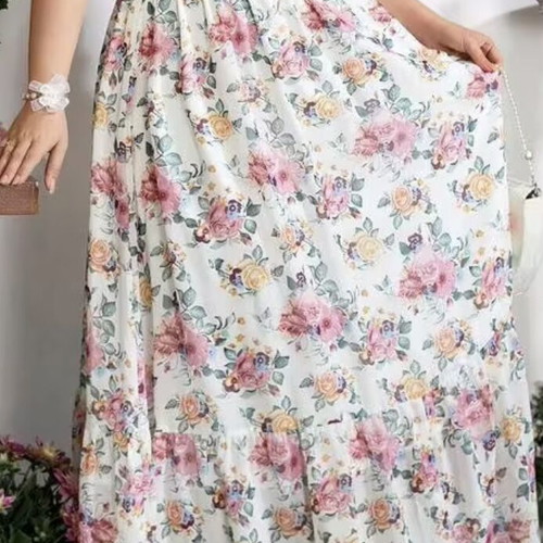 Maxi dress 5XL floral pastel, new