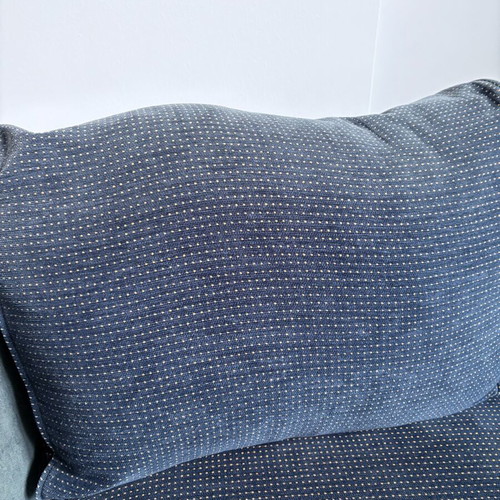 Two dark blue used two-seater sofas set