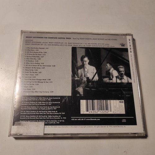 Benny Goodman The Complete Capitol Trios CD like new, jazz