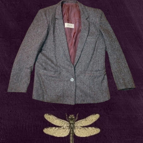 Vintage blazer used, grey with burgundy lining, size M