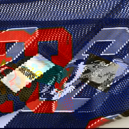 Шал H&M by Moschino Disney Mickey Minnie Jeremy Scott лого мрежа син като ново