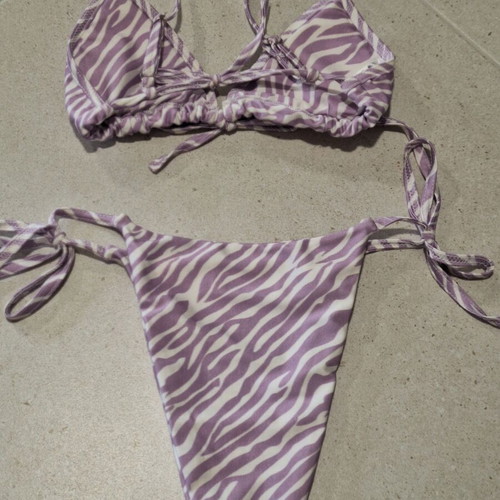 Decoro Lilac Zebra Print Bikini Set new, size S/M