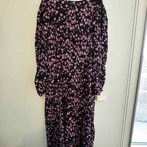 H&M floral open-back dress, black multicolor