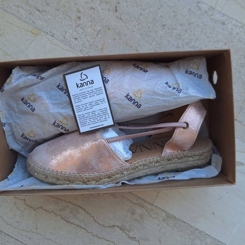 Kanna espadrilles new, leather, rose gold, size 39