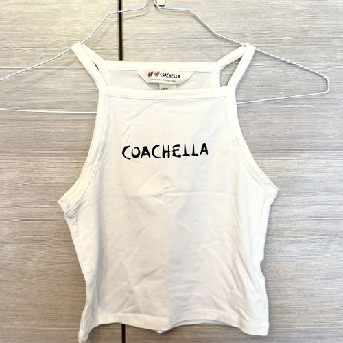 Coachella x H&M Limited White Cotton Tank Crop Top New