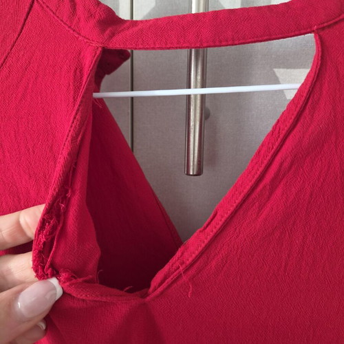 Bershka red blouse with neckline cut used, size L